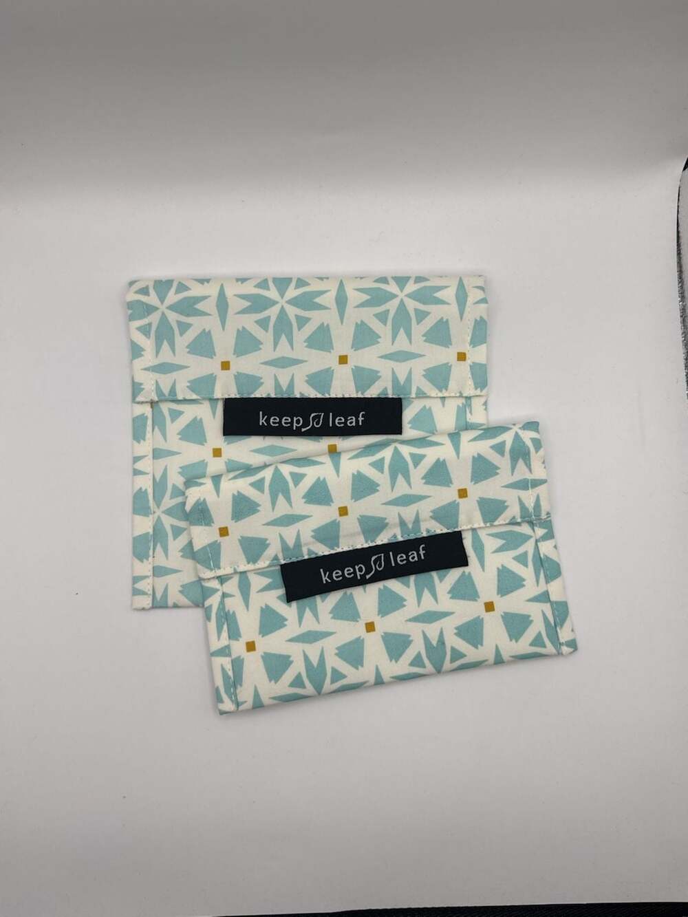Keep Leaf Reusable Geometric Pattern Snack Baggies, Set of 2 sizes 7x41/2 & 7x61